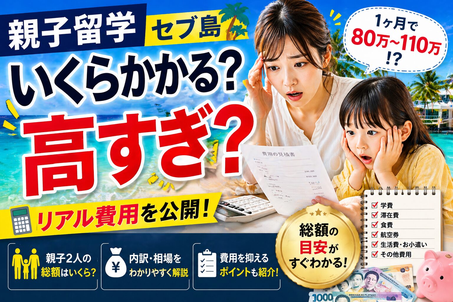 セブ島親子留学の費用 完全版【最新】学校別・期間別シミュレーションつき
