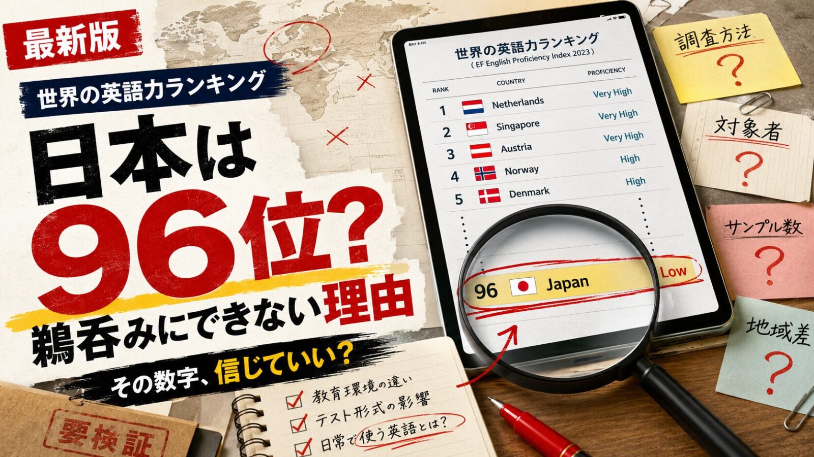 【最新版】世界の英語力ランキング　日本は96位を鵜呑みにできない理由